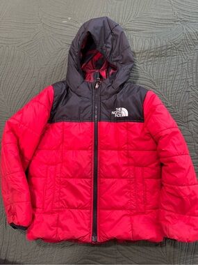 The North Face Kids Red and Black Puffer Jacket with Hood